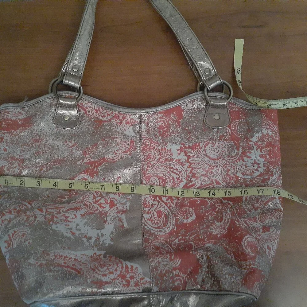 Jasper & Jerra Leather Metallic Print Bag